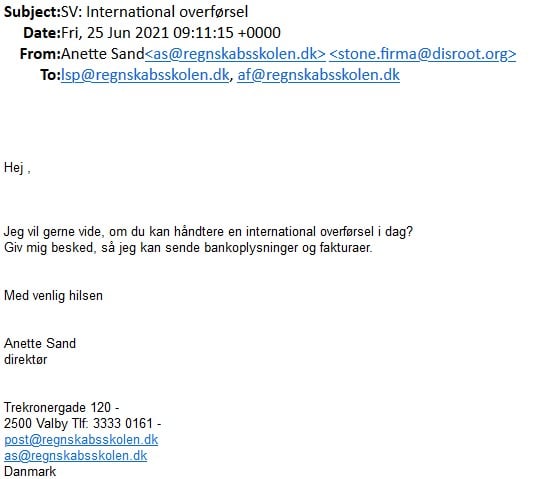 Eksempel på CEO-fraud