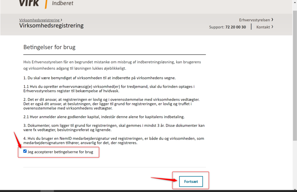 Skærmbillede fra virk.dk